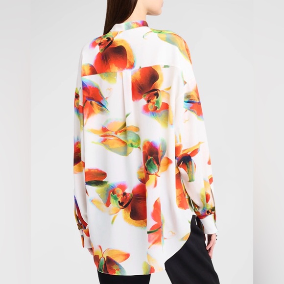 🎉HP💃Alexander McQueen NWT Floral-Print Silk Button-Front
Blouse - Picture 5 of 8